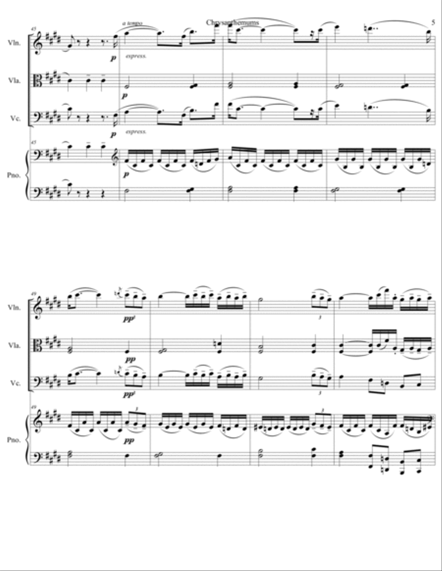 Giacomo Puccini - Crisantemi (Chrysanthemums) arr. for piano quartet (score and parts) Piano Quartet scores gallery preview page 5