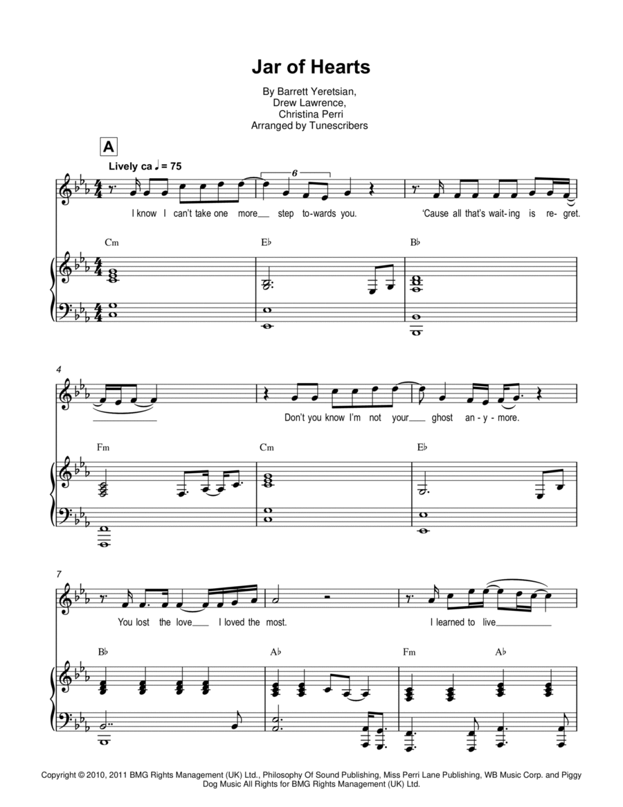 Jar of Hearts Voice scores gallery preview page 1