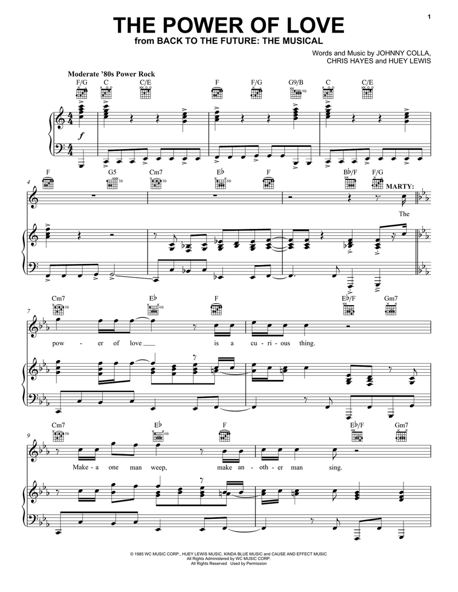 The Power Of Love (from Back To The Future: The Musical) Piano, Vocal, Guitar scores gallery preview page 1