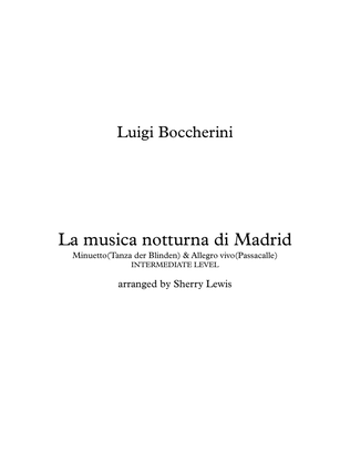 Book cover for La musica notturna di Madrid, WOODWIND QUARTET Intermediate Level for 2 flutes, Bb clarinet and bass