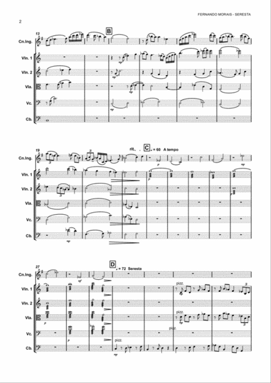 SERESTA PARA CORNE INGLÊS E ORQUESTRA DE CORDAS Small Ensemble scores gallery preview page 5