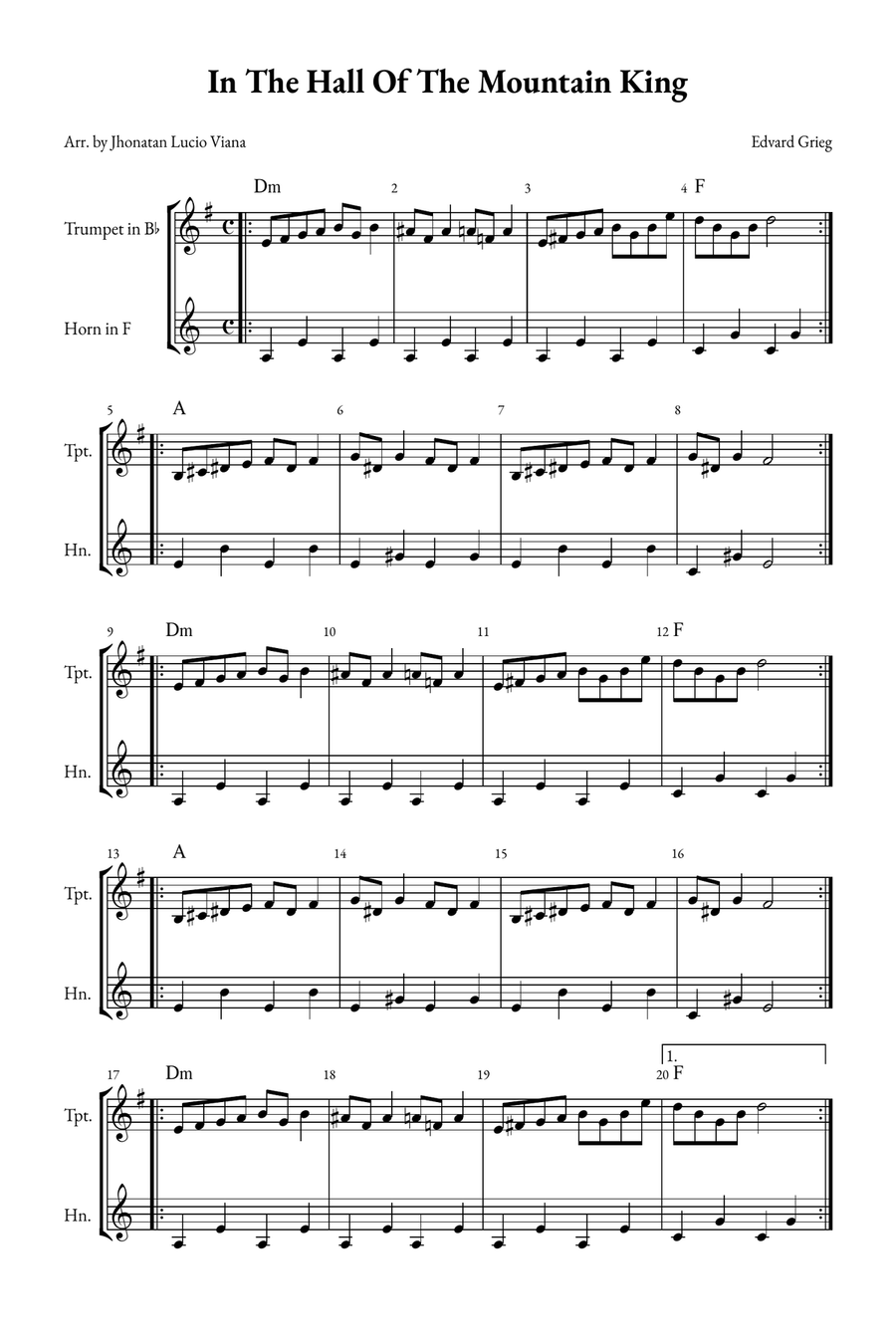 In The Hall of the Mountain King Brass Duet scores gallery preview page 1