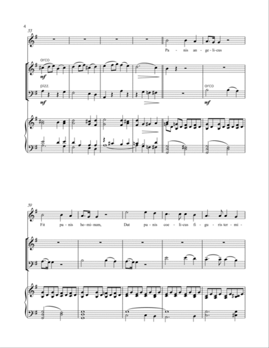 Panis Angelicus for Voice & Piano Trio Accompaniment Panis Angelicus for Voice & Piano Trio Accompaniment 4-Part scores gallery preview page 4