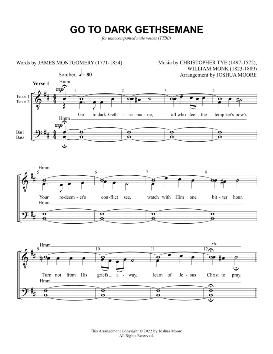 Go to Dark Gethsemane (TTBB) TTBB scores gallery preview page 1