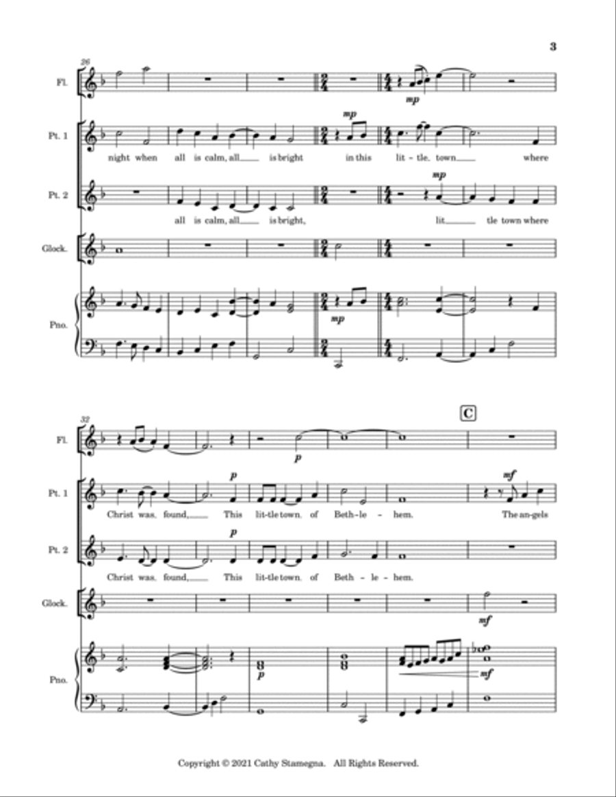 This Holy Night (2-Part Choir), Piano Accompaniment, Optional Flute and Glockenspiel 2-Part scores gallery preview page 5