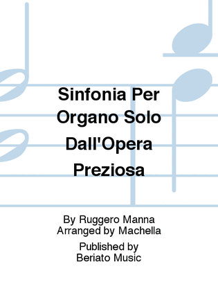 Sinfonia Per Organo Solo Dall'Opera Preziosa