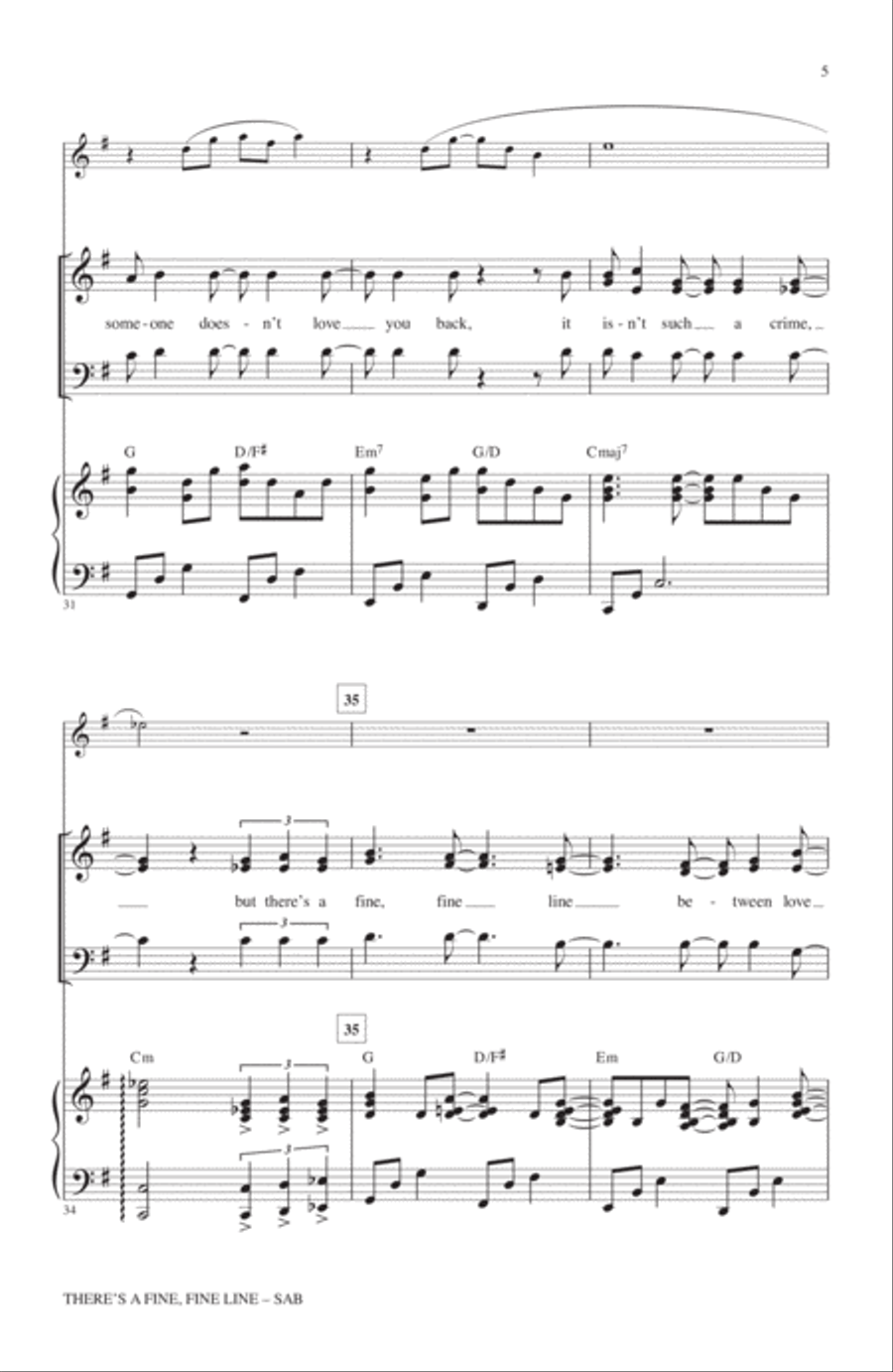 There's A Fine, Fine Line 3-Part scores gallery preview page 4