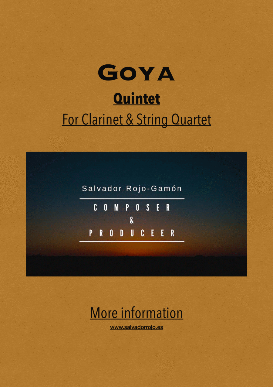 Goya for Clarinet & String Quartet B-Flat Clarinet scores gallery preview page 1
