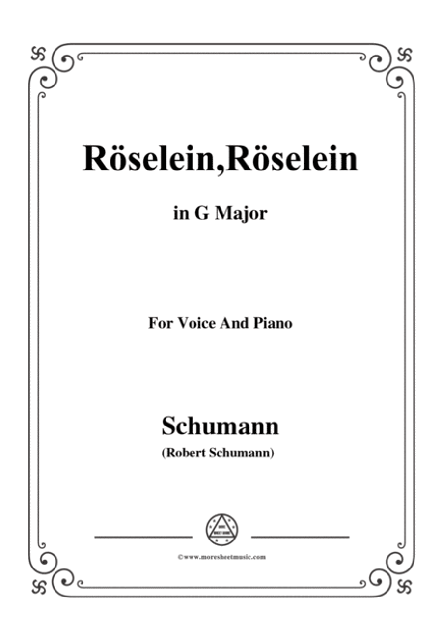 Schumann-Röselein,Röselein,in G Major,for Voice and Piano Voice Solo scores gallery preview page 1