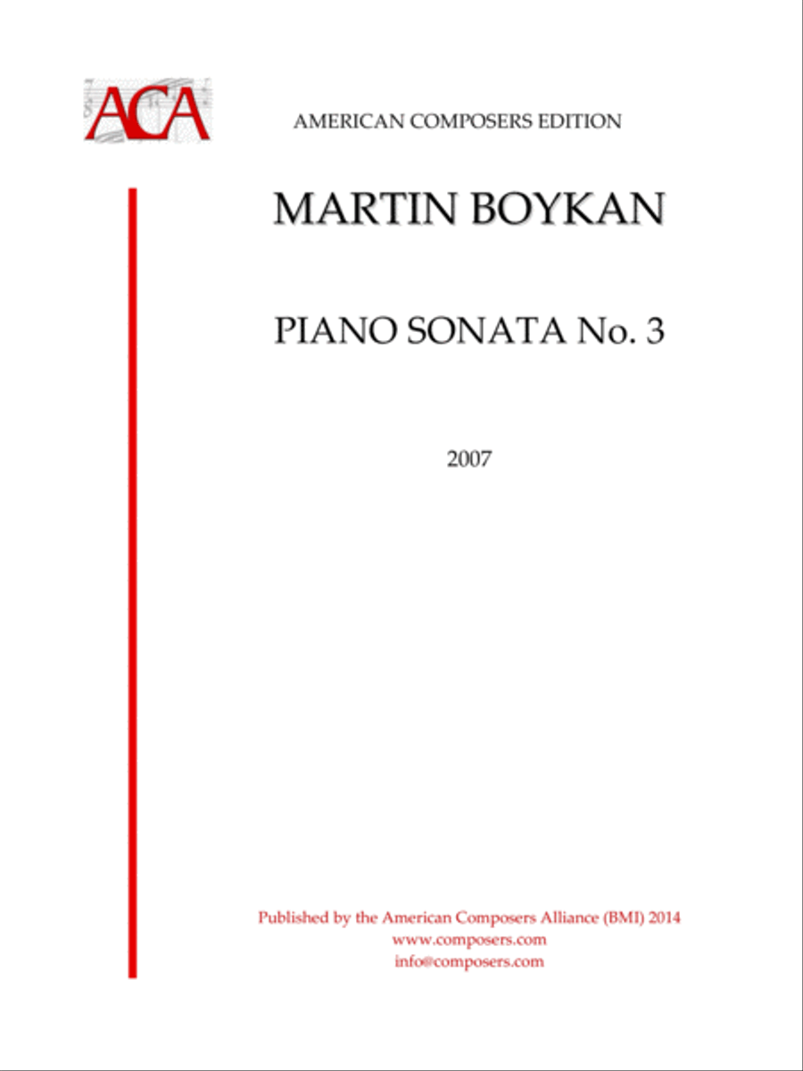 [Boykan] Piano Sonata No. 3 Piano Solo scores gallery preview page 1
