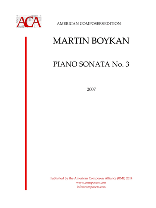 Book cover for [Boykan] Piano Sonata No. 3