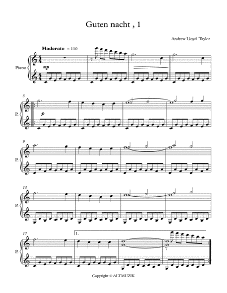 Guten Nacht ! Piano Solo scores gallery preview page 1