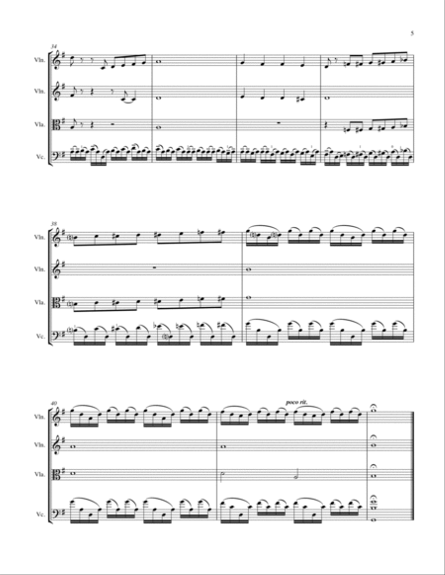 PRELUDE FROM CELLO SUITE NO. 1 by Bach String Quartet, Intermediate Level for 2 violins, viola and c String Quartet scores gallery preview page 6