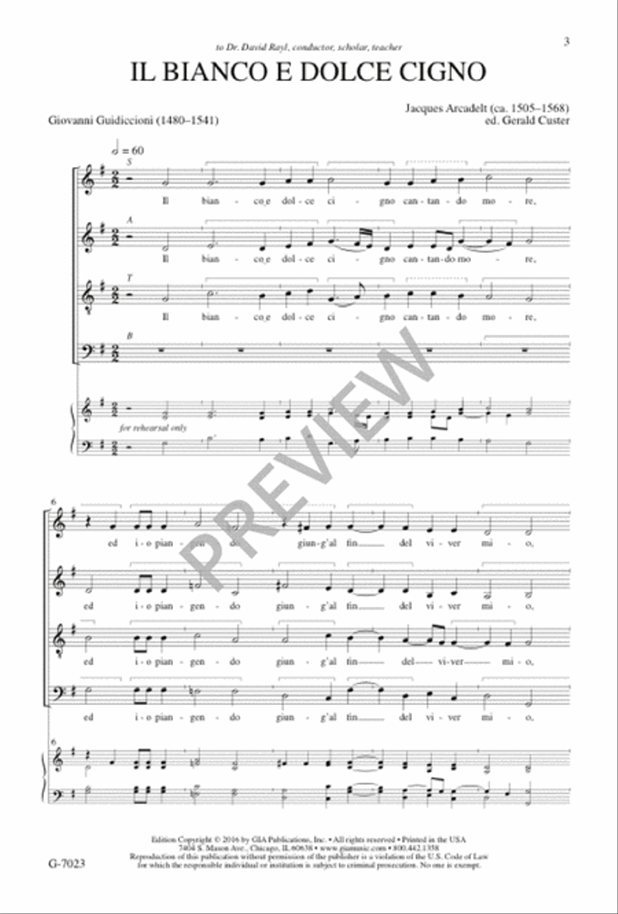 Il Bianco e Dolce Cigno Il Bianco e Dolce Cigno 4-Part scores gallery preview page 4