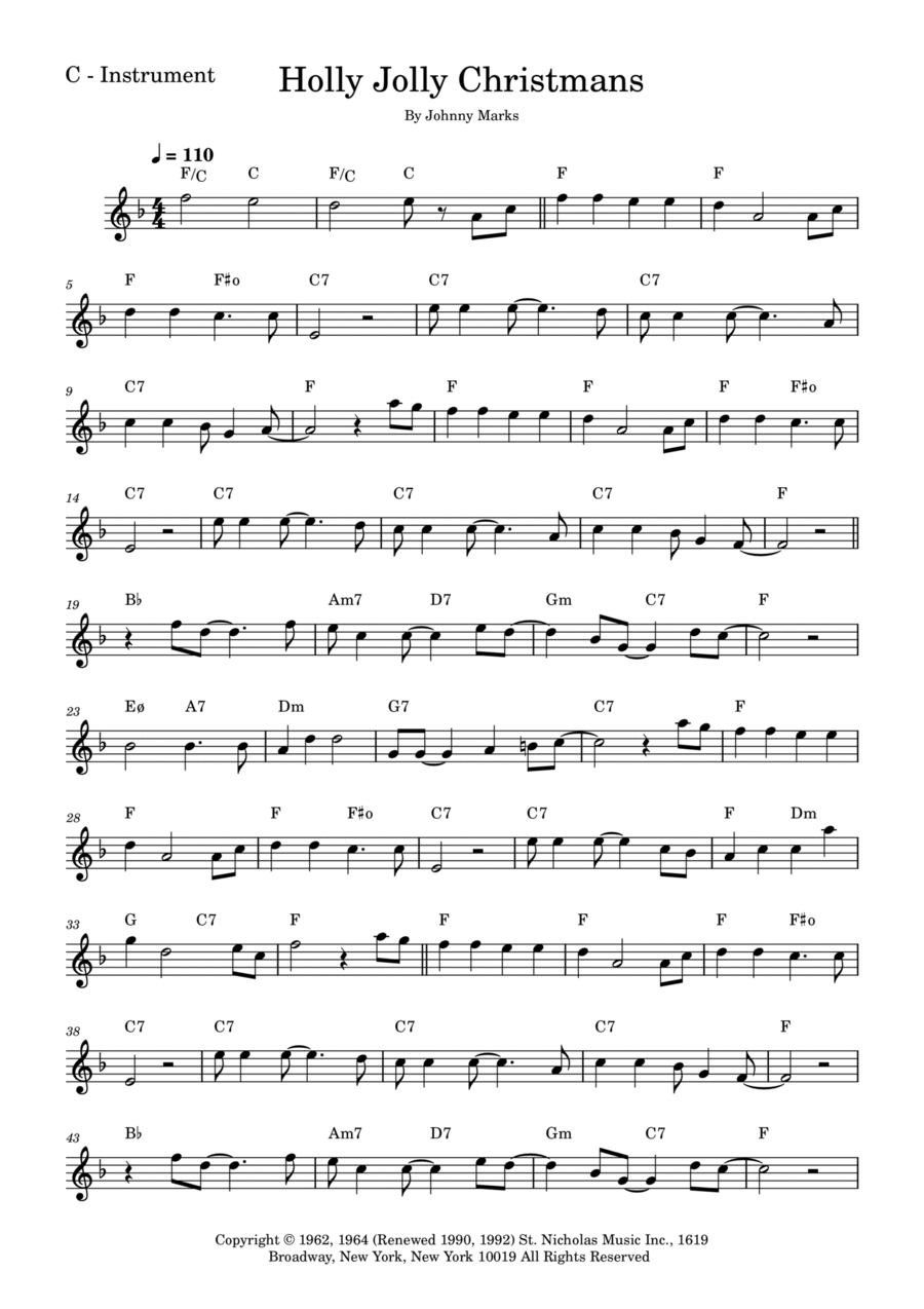 A Holly Jolly Christmas A Holly Jolly Christmas Piano scores gallery preview page 1
