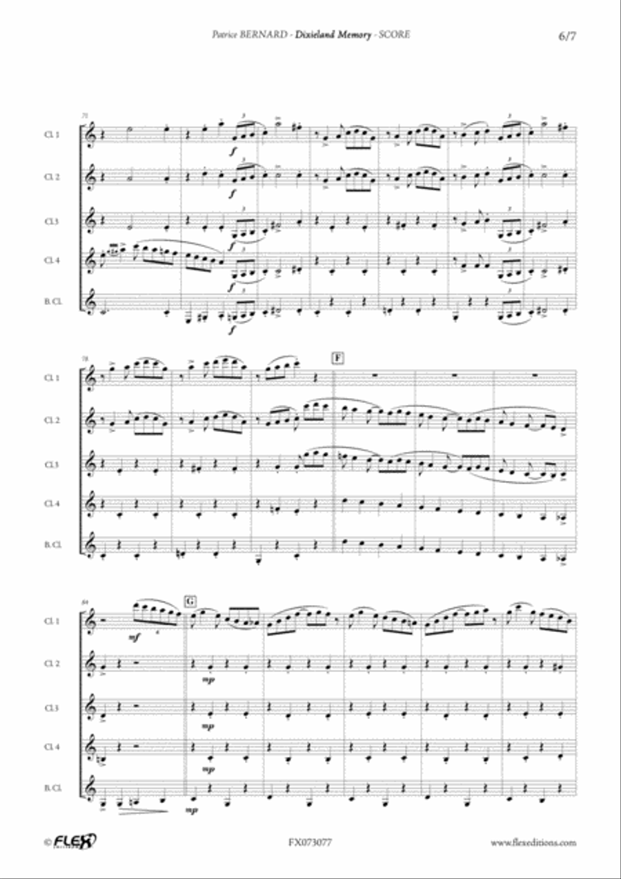 Dixieland Memory B-Flat Clarinet scores gallery preview page 6