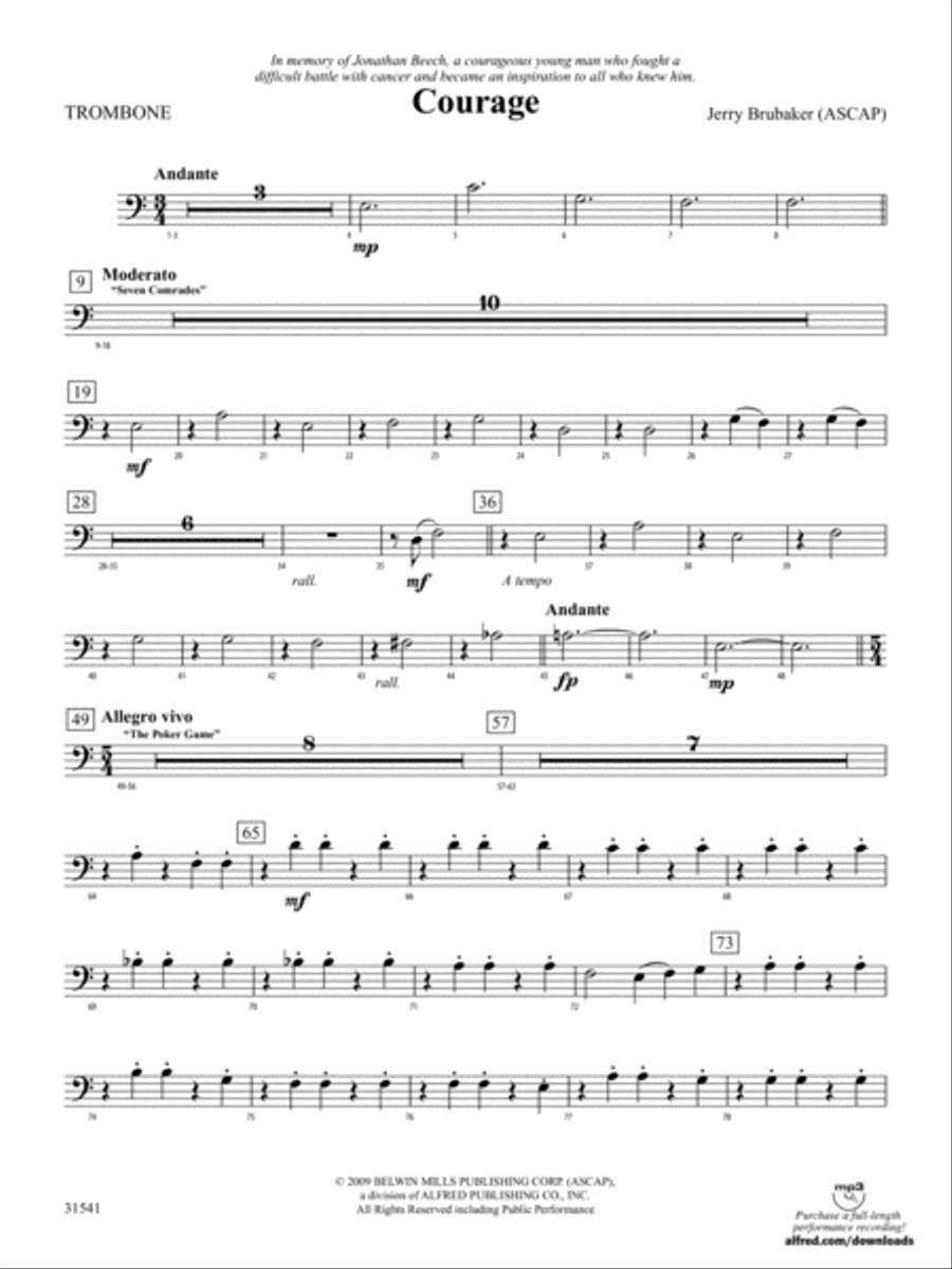 Courage: 1st Trombone Full Orchestra scores gallery preview page 1