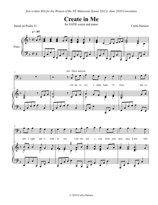 Book cover for Create in Me (SATB)