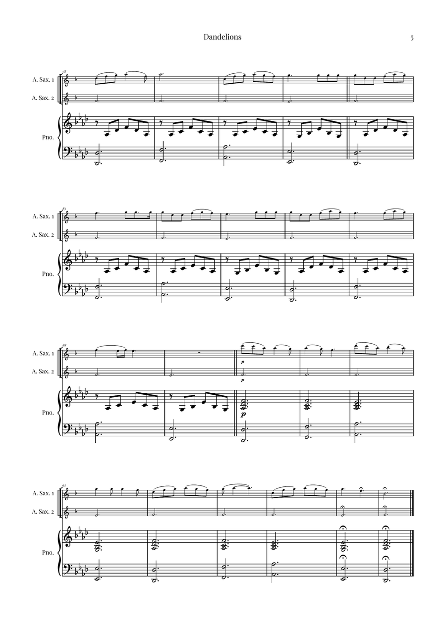 Dandelions Woodwind Duet scores gallery preview page 5