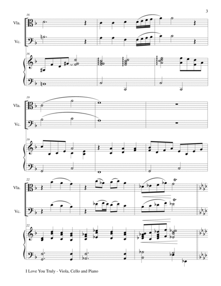 I LOVE YOU TRULY (Trio – Viola, Cello, and Piano with Score and Parts) image number null