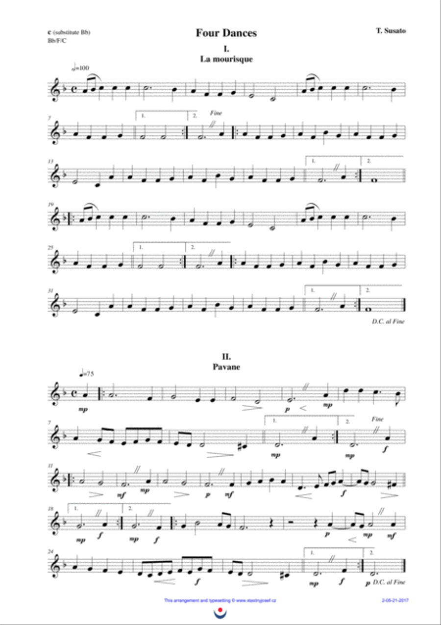 La Mourisque, Pavane, Saltarello, Rondo Brass Ensemble scores gallery preview page 5