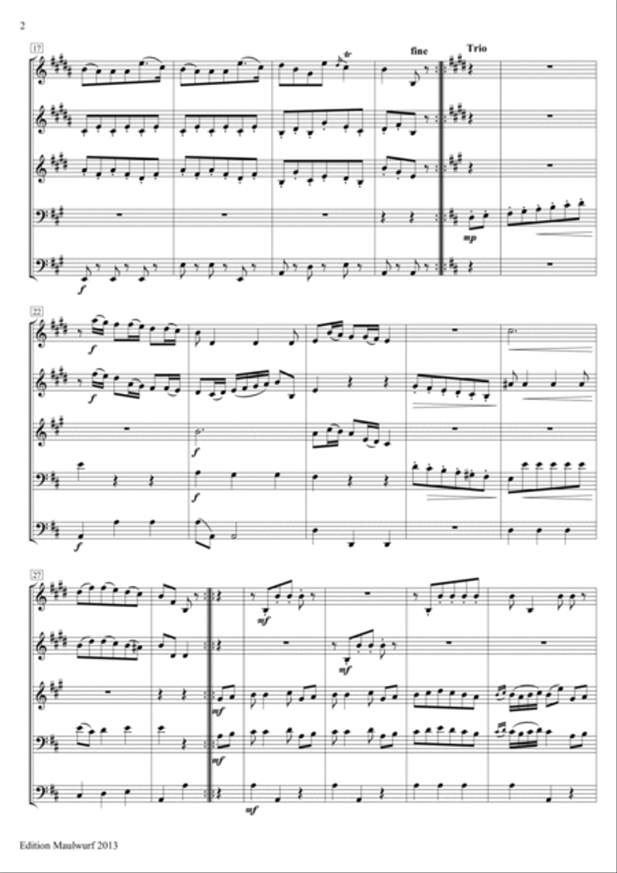 Boccherini Minuet Boccherini Minuet Brass Quintet scores gallery preview page 2