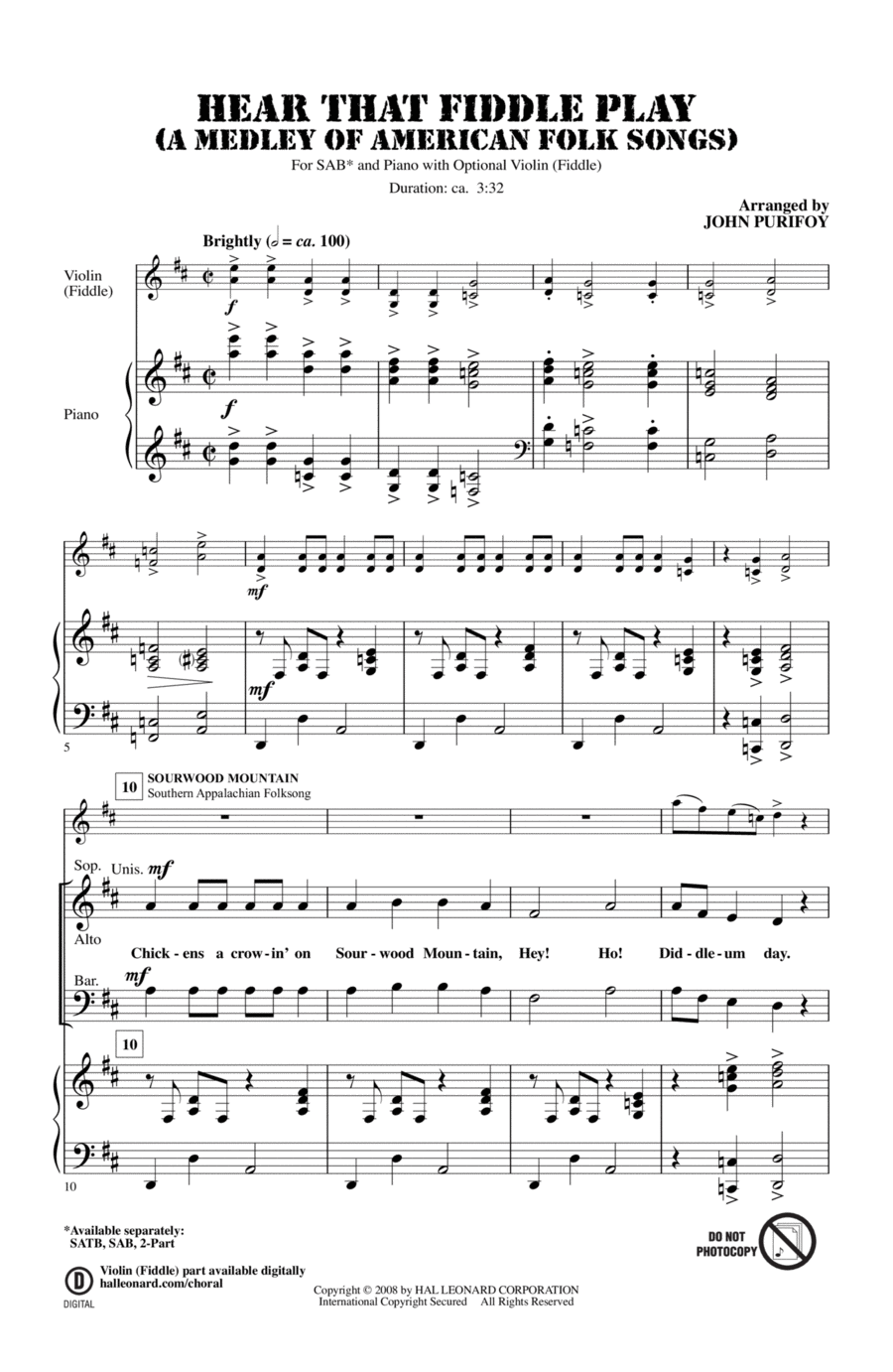 Hear That Fiddle Play (A Medley of American Folk Songs) 3-Part scores gallery preview page 1