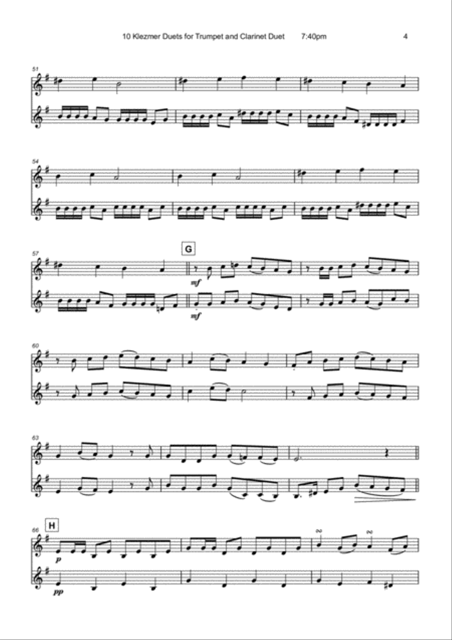 10 Klezmer Duets for Trumpet and Clarinet