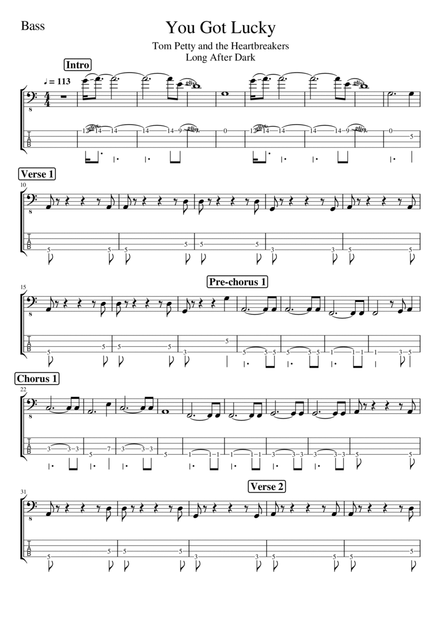 You Got Lucky Guitar Tablature scores gallery preview page 1