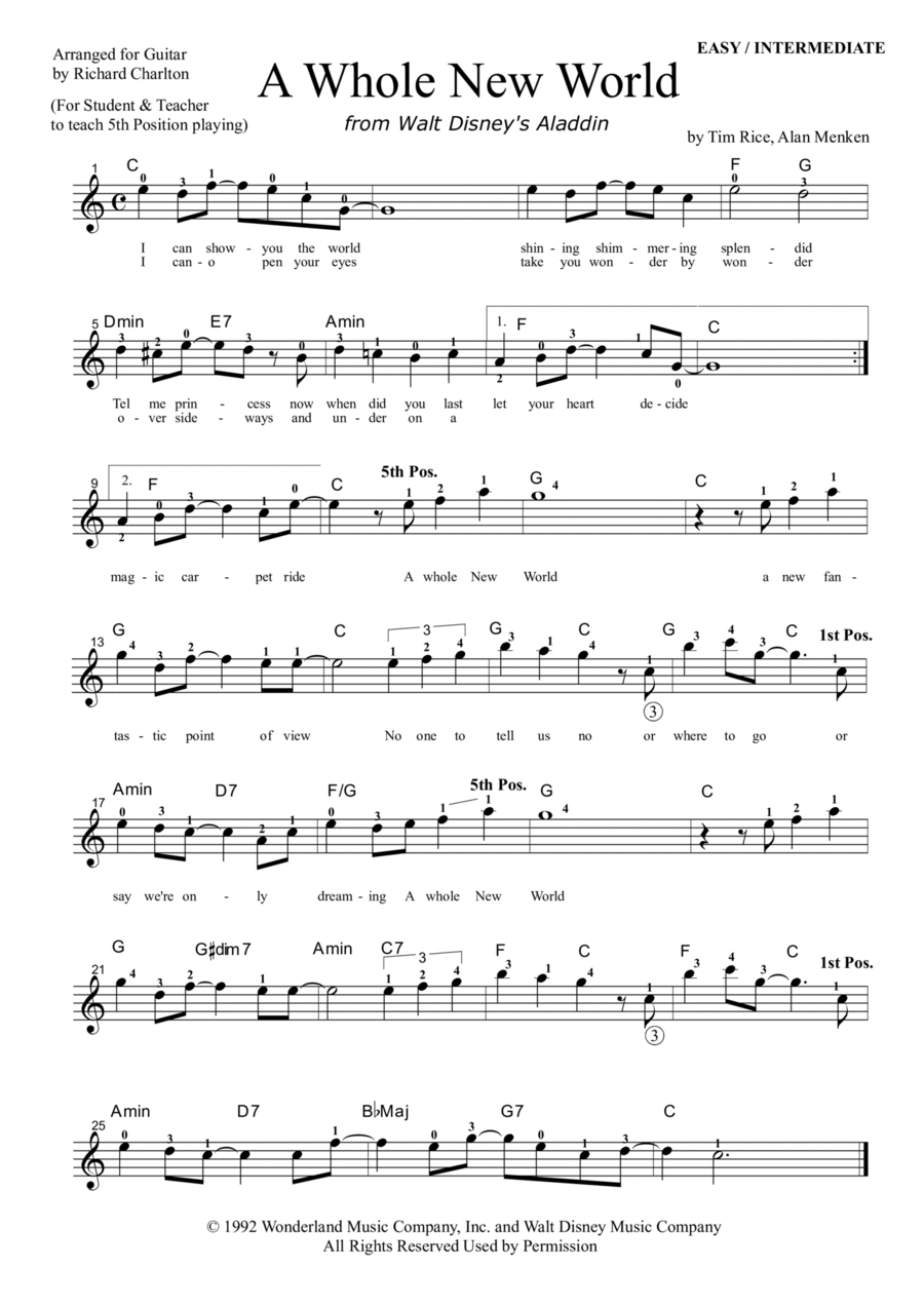 A Whole New World Piano scores gallery preview page 1