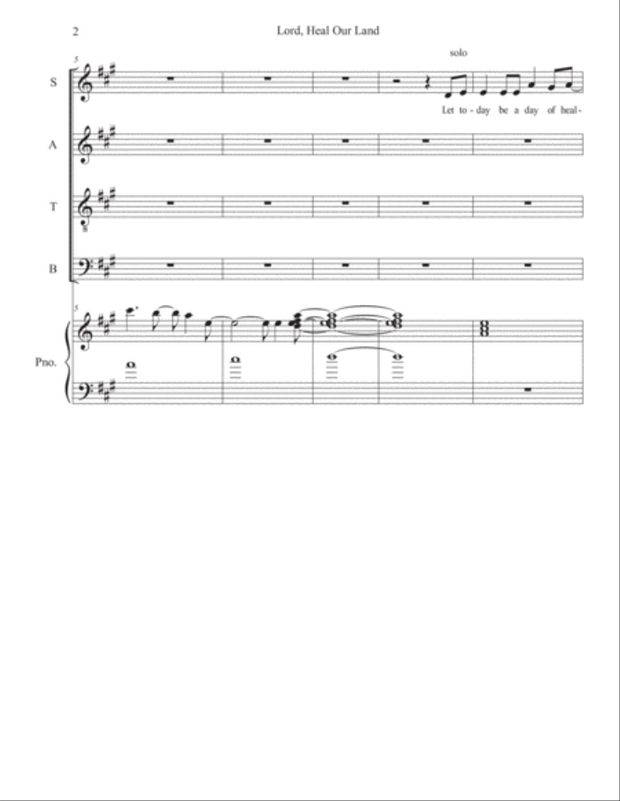 Lord, Heal Our Land for SATB Voices (reproducible) 4-Part scores gallery preview page 2