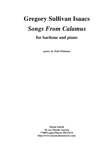 Gregory Sullivan Isaacs: Songs From Calamus for baritone voice and piano
