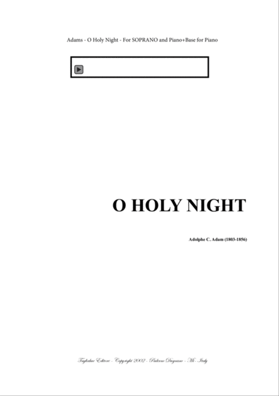 O HOLY NIGHT - Adam - For SOPRANO (or Tenor) and Piano - In D High Voice scores gallery preview page 1