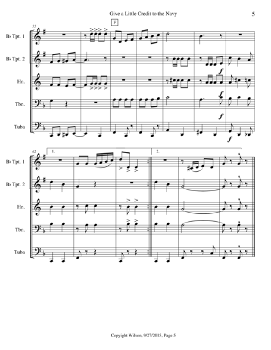 Give a Little Credit to the Navy Brass Quintet scores gallery preview page 6