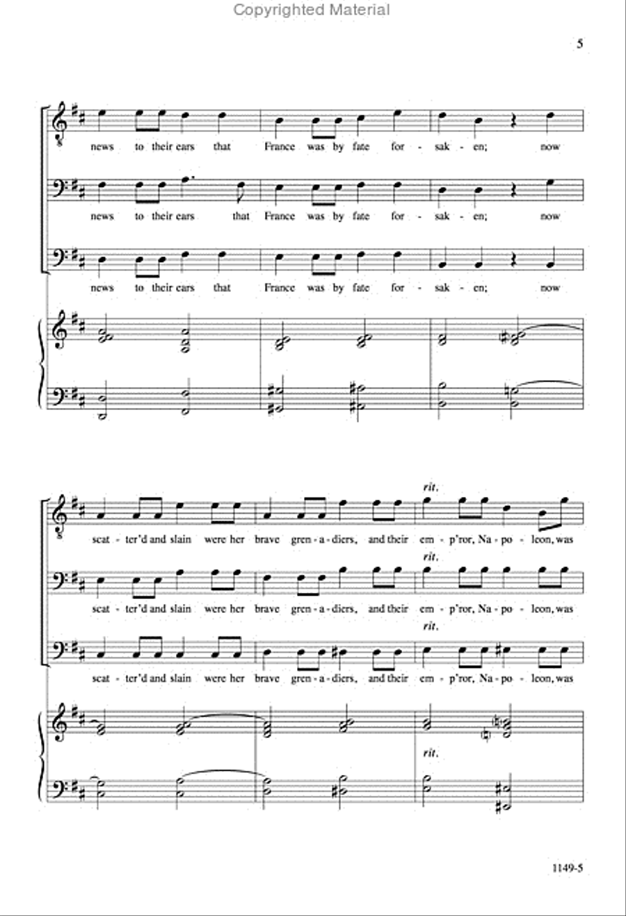 Two Grenadiers - TBB Octavo 3-Part scores gallery preview page 4