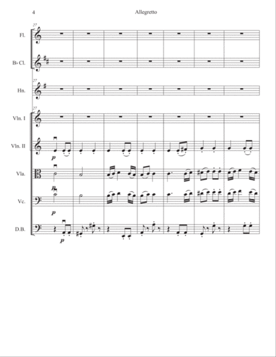 Beethoven Symphony 7, movement 2, abridged Chamber Orchestra scores gallery preview page 4