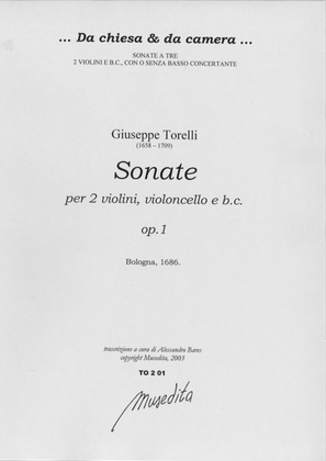 Book cover for Sonate a tre op.1 (Bologna, 1686)
