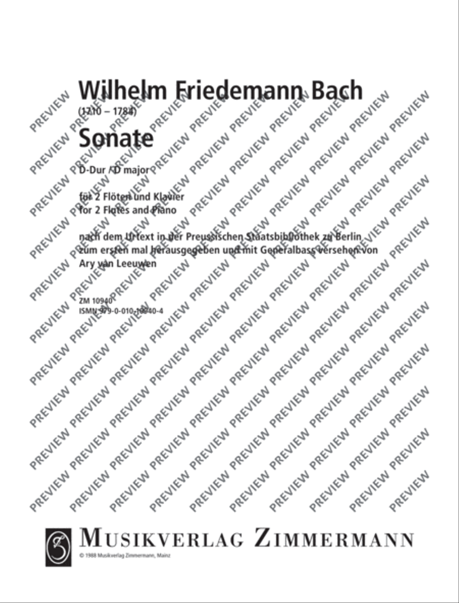 Sonata D major Sonata D major Flute Duet scores gallery preview page 2