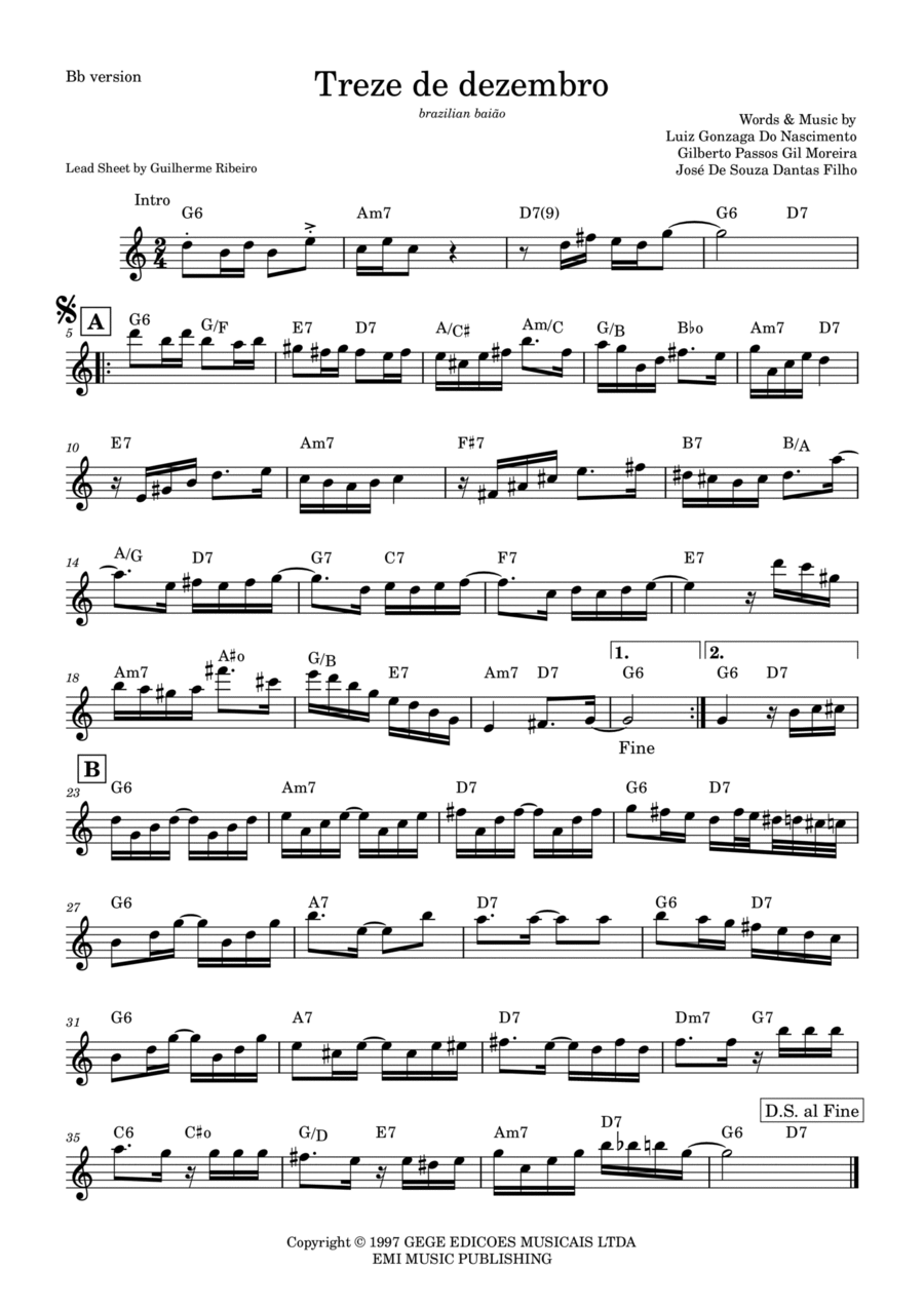 Treze De Dezembro Piano scores gallery preview page 1