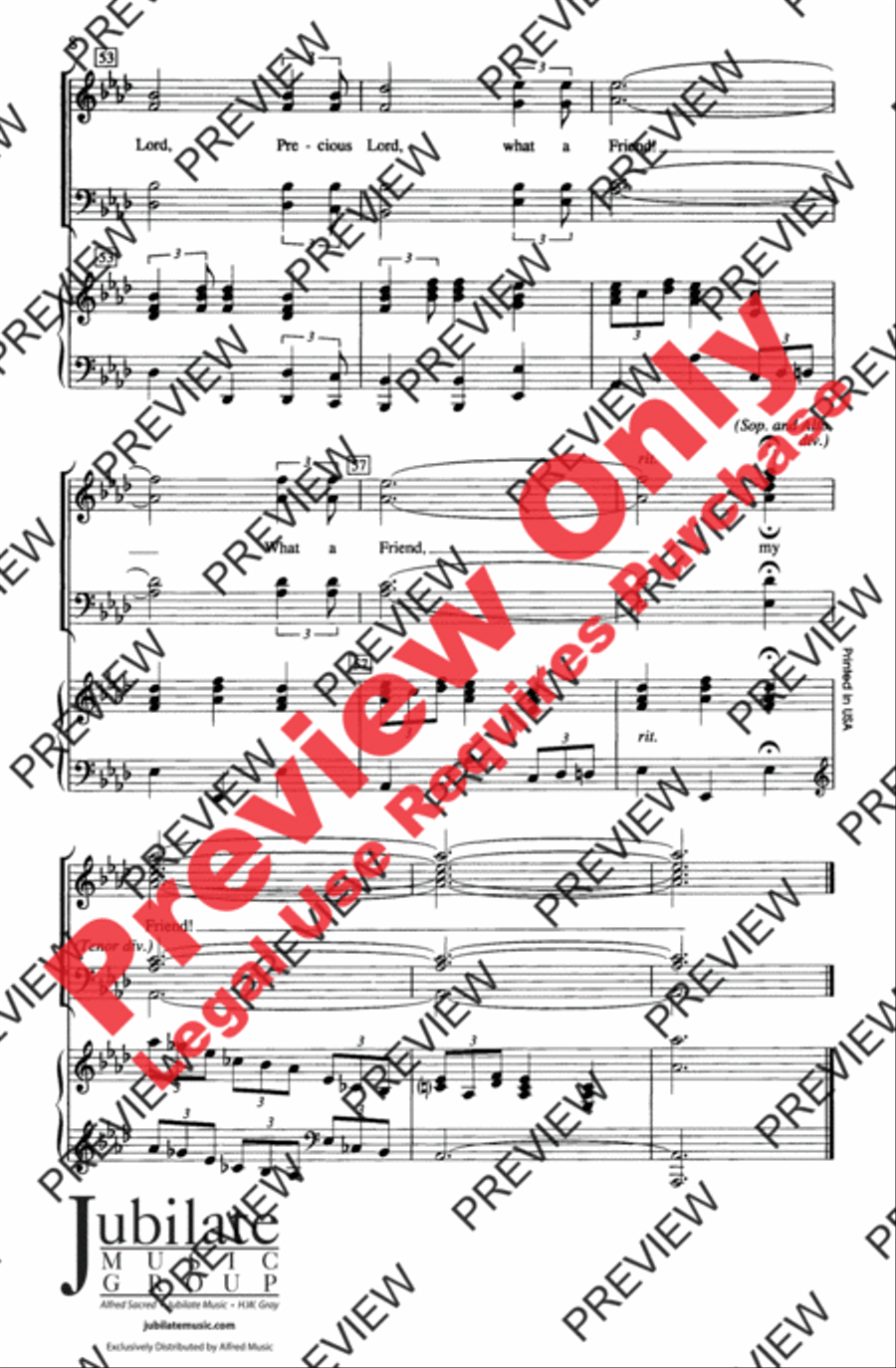 Precious Lord, What a Friend 4-Part scores gallery preview page 8