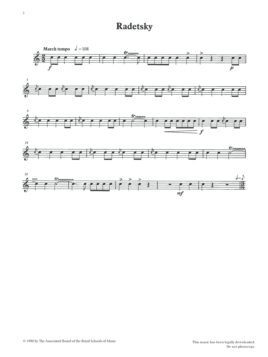 Radetsky from Graded Music for Snare Drum, Book III Percussion scores gallery preview page 1