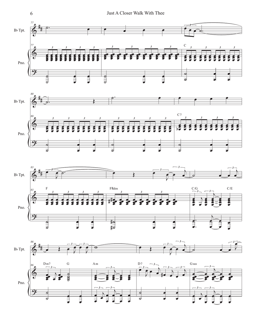 Just A Closer Walk With Thee (Bb-Trumpet solo and Piano) Just A Closer Walk With Thee (Bb-Trumpet solo and Piano) Trumpet Solo scores gallery preview page 6