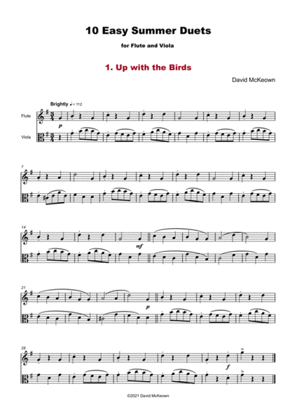 10 Easy Summer Duets for Flute and Viola