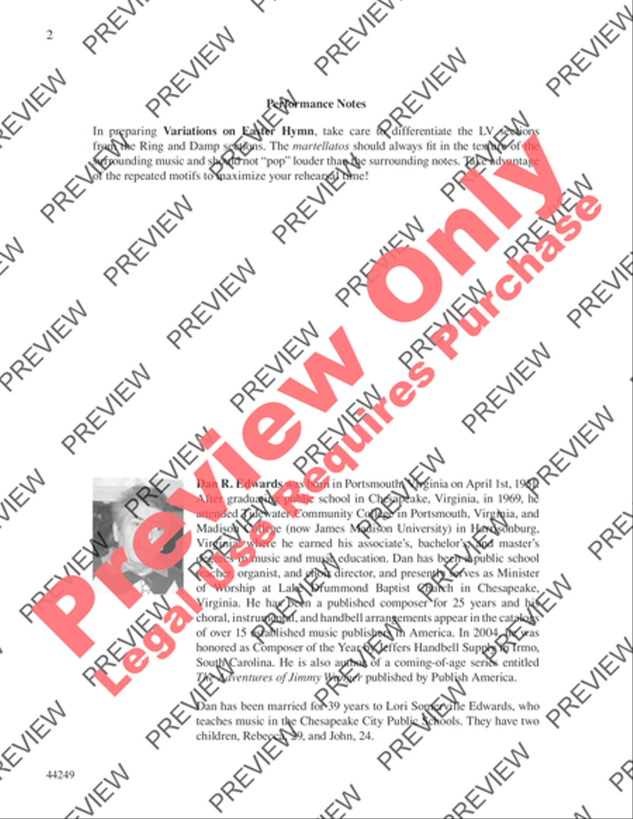 Variations on Easter Hymn Handbell Choir scores gallery preview page 2
