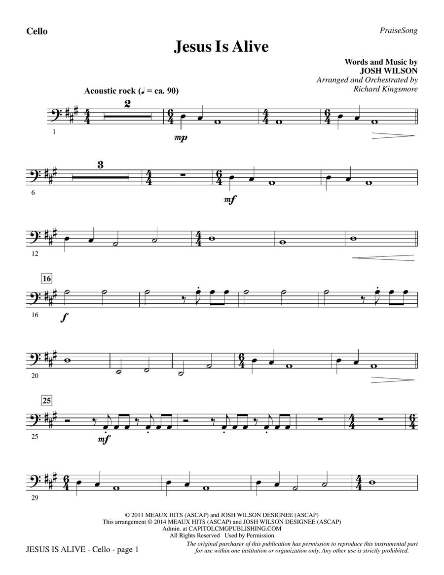 Jesus Is Alive - Cello
