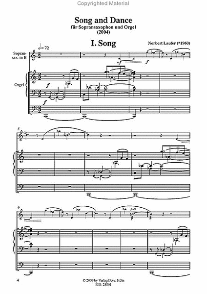 Song and Dance für Sopran-Saxophon und Orgel (2004)
