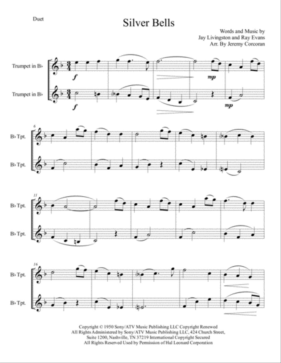Silver Bells Silver Bells Trumpet Duet scores gallery preview page 2