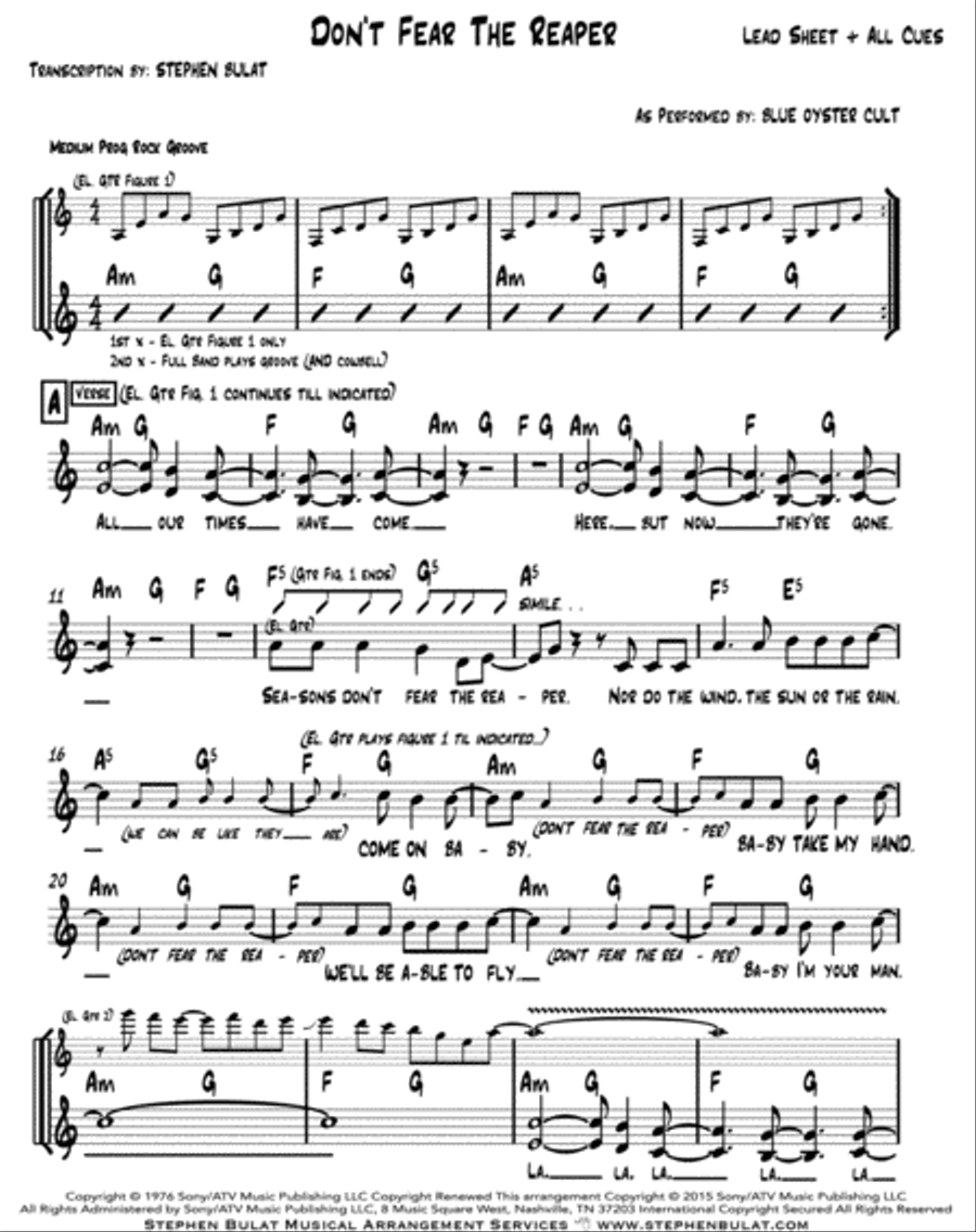 Don't Fear The Reaper Piano, Vocal, Guitar scores gallery preview page 6