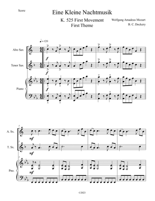 Eine Kleine Nachtmusik (A Little Night Music) for Alto and Tenor Sax Duet with Piano Accompaniment