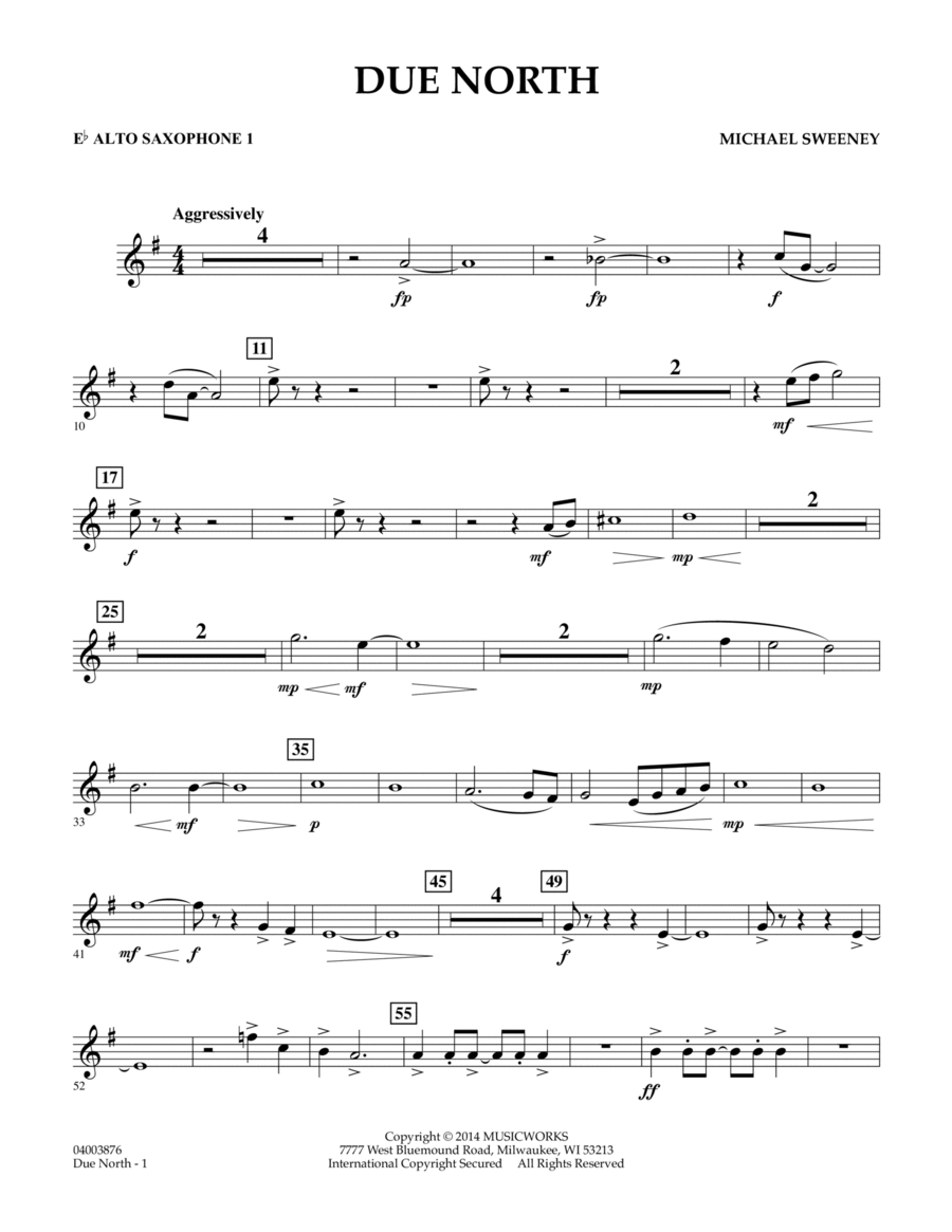 Due North - Eb Alto Saxophone 1 Concert Band scores gallery preview page 1